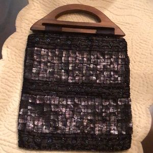 ✨ExpressionsNYC Stunning Boho beaded, wood handles, lined magnetic close bag